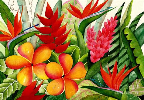 Tropical flowers Painting by Judy Kimmel - Fine Art America