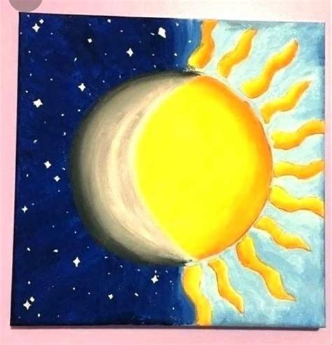 Moon and sun painting | Easy canvas art, Easy canvas painting, Tree drawing for kids