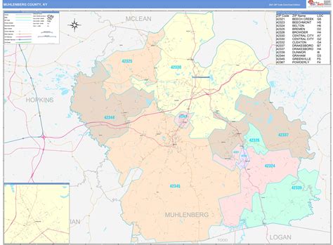 Muhlenberg County, KY Wall Map Color Cast Style by MarketMAPS ...