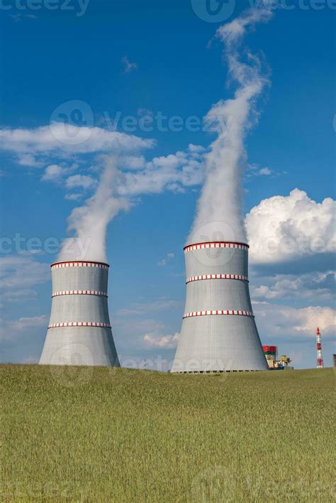 Cooling towers of nuclear power plant against the blue sky 26366574 ...