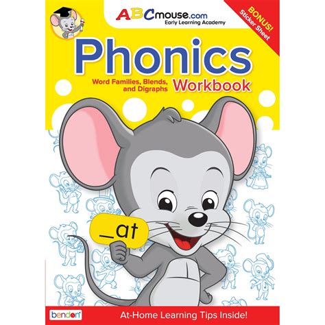 Bendon Publishing ABC Mouse 80 Page Phonics - Word Families, Blends and Digraphs Workbook with ...