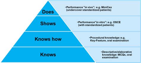 Miller’s pyramid modified with suitable examination forms according to... | Download Scientific ...