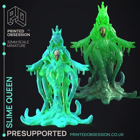 3D file Slime Queen - The Gelatinous Queen - PRESUPPORTED - Illustrated and Stats - 32mm scale ...