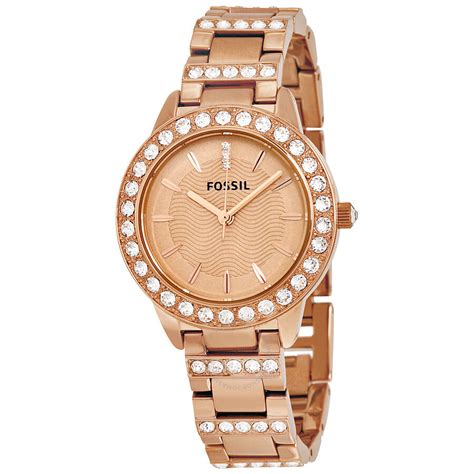 Fossil Jesse Crystal Rose Gold Dial Ladies Watch ES3020 - Jesse ...