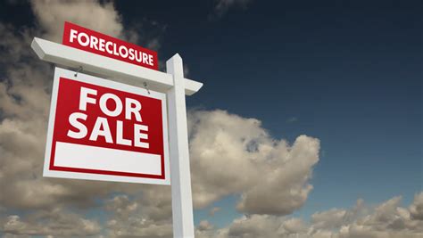 Foreclosure For Sale Real Estate Sign With Time-lapse Clouds And ...