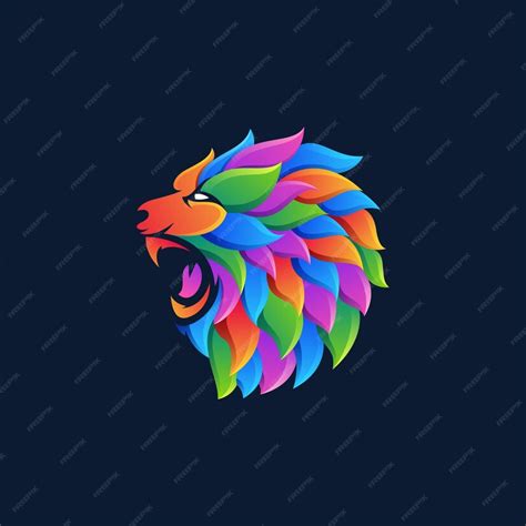 Premium Vector | Colorful lion logo gradient