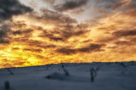 Snowfield and Colorful Sunset Stock Photo - Image of snowfield, sunset: 207911086