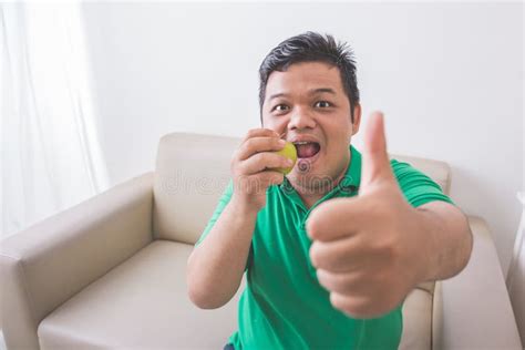 Man Trying To Eat Healthy Fresh Food Stock Image - Image of person ...