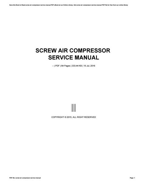 Screw air compressor service manual by muimail12 - Issuu