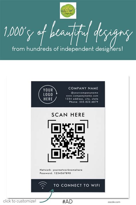 QR Code Scan Wifi | Business Logo Contactless Poster | Zazzle | Business logo, Professional ...