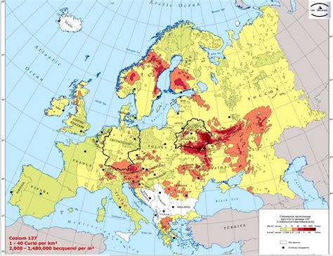 Radioactive fallout from Chernobyl disaster in Curie/km2 [1101x846] - Imgur | Chernobyl disaster ...