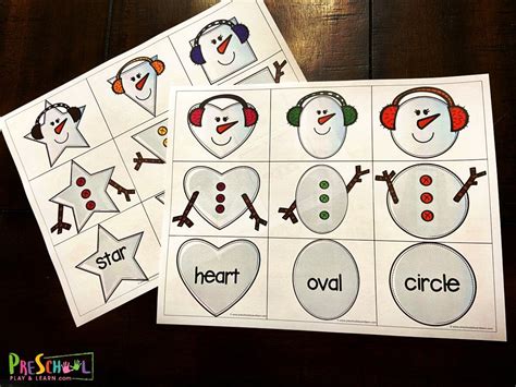 ⛄ FREE Snowman Shapes Puzzle Printable Math activity for Kids