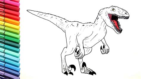 Velociraptor Color Pages for Kids - Drawing Dinosaurs from Jurassic World - YouTube