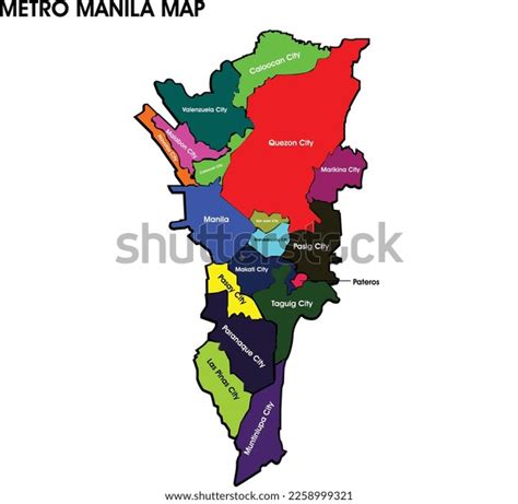 Metro Manila Map Cities Stock Vector (Royalty Free) 2258999321 ...