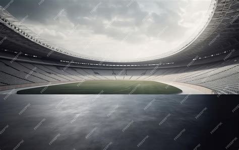 Premium AI Image | Empty stadium with a large empty stadium and a cloudy sky