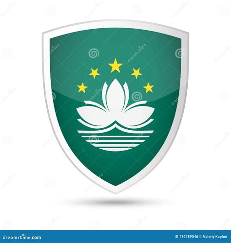 Macau Flag Vector Shield Icon Stock Illustration - Illustration of ...