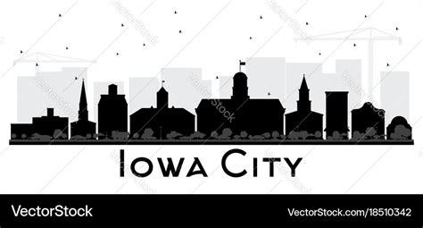 Iowa city skyline black and white silhouette Vector Image