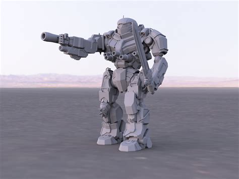 Battletech Miniatures - Black Knight Clan Buster MWO Style - 3D Printed on demand - Defiance ...