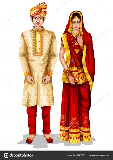 Bihari wedding couple in traditional costume of Bihar, India Stock ...