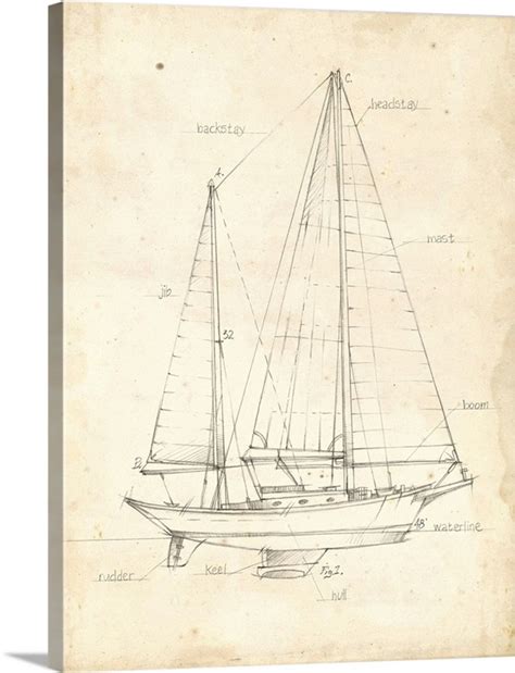 Sailboat Blueprint VI | Great Big Canvas