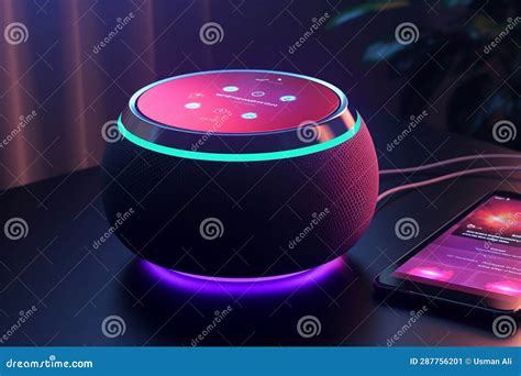 Voice-Assistant Enabled Smart Speaker Device. AI Stock Image - Image of automation, innovation ...