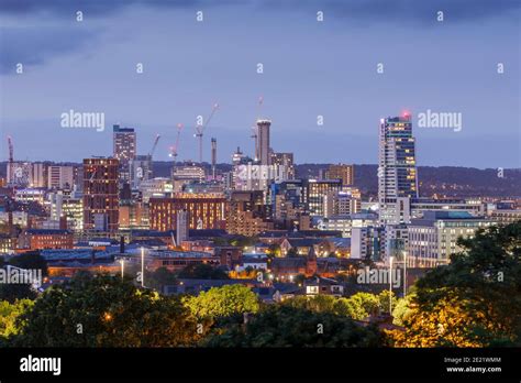 Leeds city centre skyline at dusk Stock Photo - Alamy