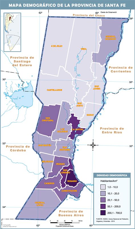 Demographic map of the Province of Santa Fe, Argentina | Gifex