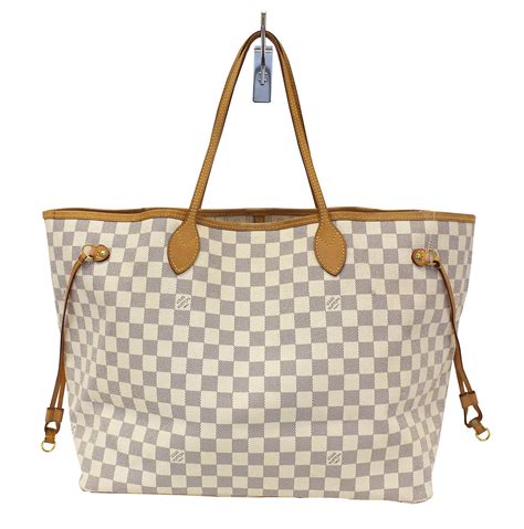 LOUIS VUITTON Damier Azur Neverfull GM White Tote Bag