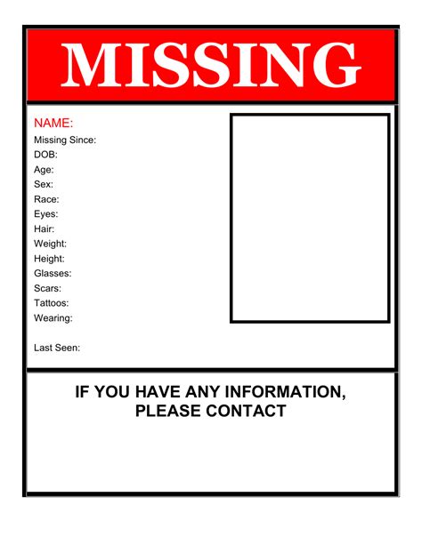 Red Missing Person Poster Template Download Printable PDF | Templateroller