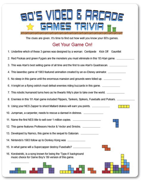 Printable 80s Trivia Questions And Answers