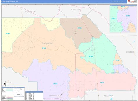 Saguache County, CO Wall Map Color Cast Style by MarketMAPS - MapSales.com