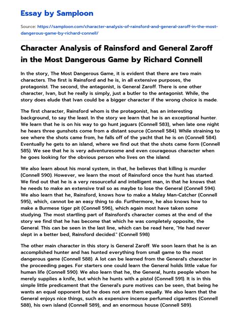 ≫ Character Analysis of Rainsford and General Zaroff in the Most ...