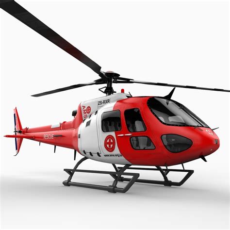 eurocopter as350 helicopter 3d model