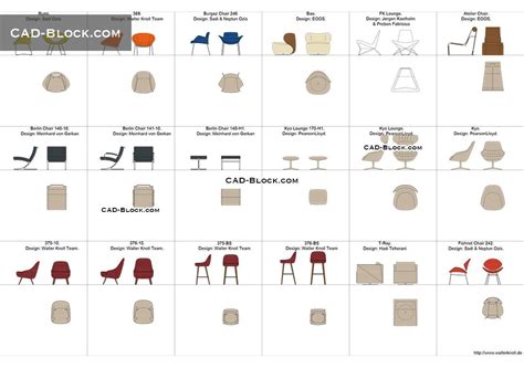 Designer Chairs | Knoll furniture, File furniture, Autocad