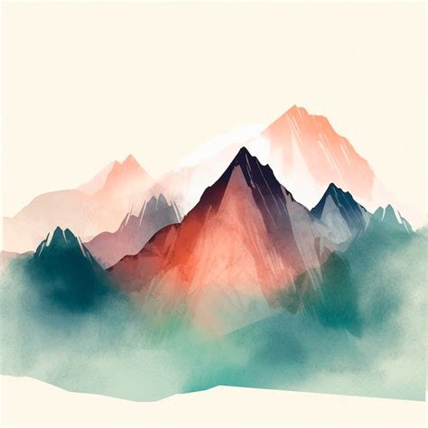 Premium Photo | Drawing mountains watercolor