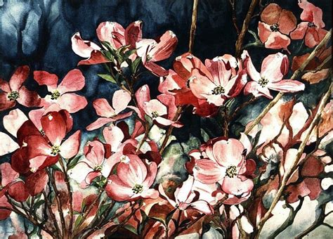 Pink Dogwood Tree Watercolor Reproduction by Wanda - Etsy