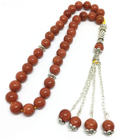 33 Beads 8mm Natural Stone Muslim Prayer Beads Islamic Tasbih Allah ...