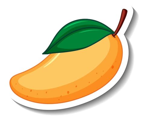 Free Vector | Yellow mango with leaf cartoon sticker