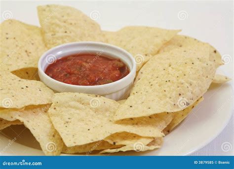 Nacho chips with salsa stock image. Image of appetizing - 3879585