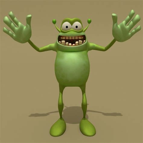 3D model Green Monster Animated VR / AR / low-poly rigged animated OBJ ...