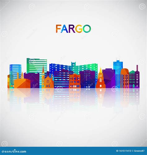 Fargo Skyline Silhouette in Colorful Geometric Style. Stock Vector ...