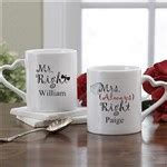 Mr and Mrs Right Personalized Wedding Coffee Mug Set
