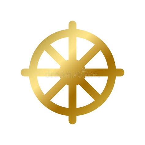 Golden Dharma Wheel. Buddhism Sacred Symbol. Dharmachakra. Vector ...