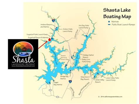 Shasta Lake Map - Multiple Versions - Ramps, Marinas, Rentals