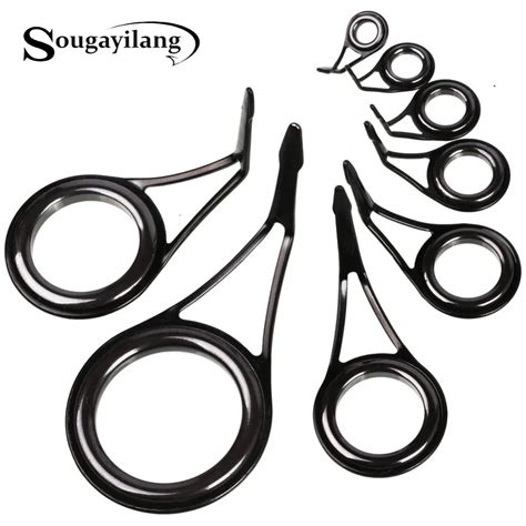 Sougayilang 75pcs/box Fishing Rod Rings 8 Sizes Stainless Steel & Ceramic Fishing Rod Guides 6 ...