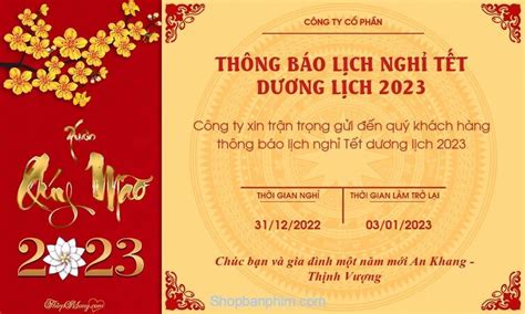 50+ Mẫu thông báo nghỉ Tết Dương Lịch 2024 chuyên nghiệp - Shop Bàn Phím Máy Tính