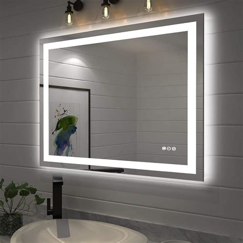 Amazon.com: Amorho LED Vanity Bathroom Mirror 40"x 32" with Front and Backlit, Stepless Dimmable ...