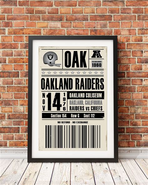 Oakland Raiders Retro Ticket Print