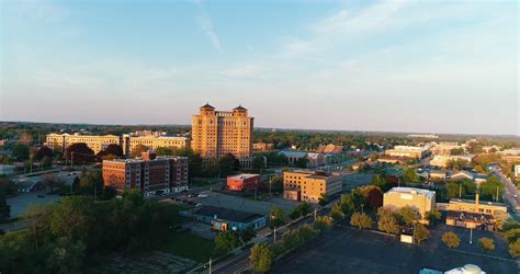 Aerial Battle Creek Michigan Usa Federal Center Town Cinematic Drone Stock Video Footage ...