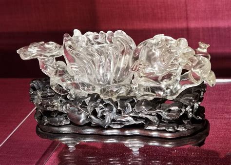 Qing Qianlong Sculpture Transparent Crystal Flower Holder Finger Citron Shape Antique Treasure ...